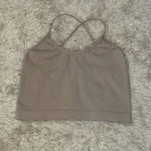 Colsie Ribbed Brown Crop Tank Bra